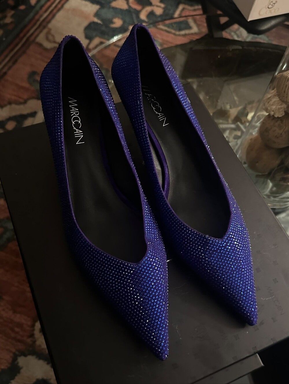 Marc Cain Crystal-Embellished Pointed Heels in Electric Blue purple Size 40 EU